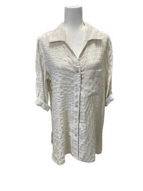 Compli K Shirt Dress Roll Tab Sleeve Comfort Beach Rayon Oversized Small